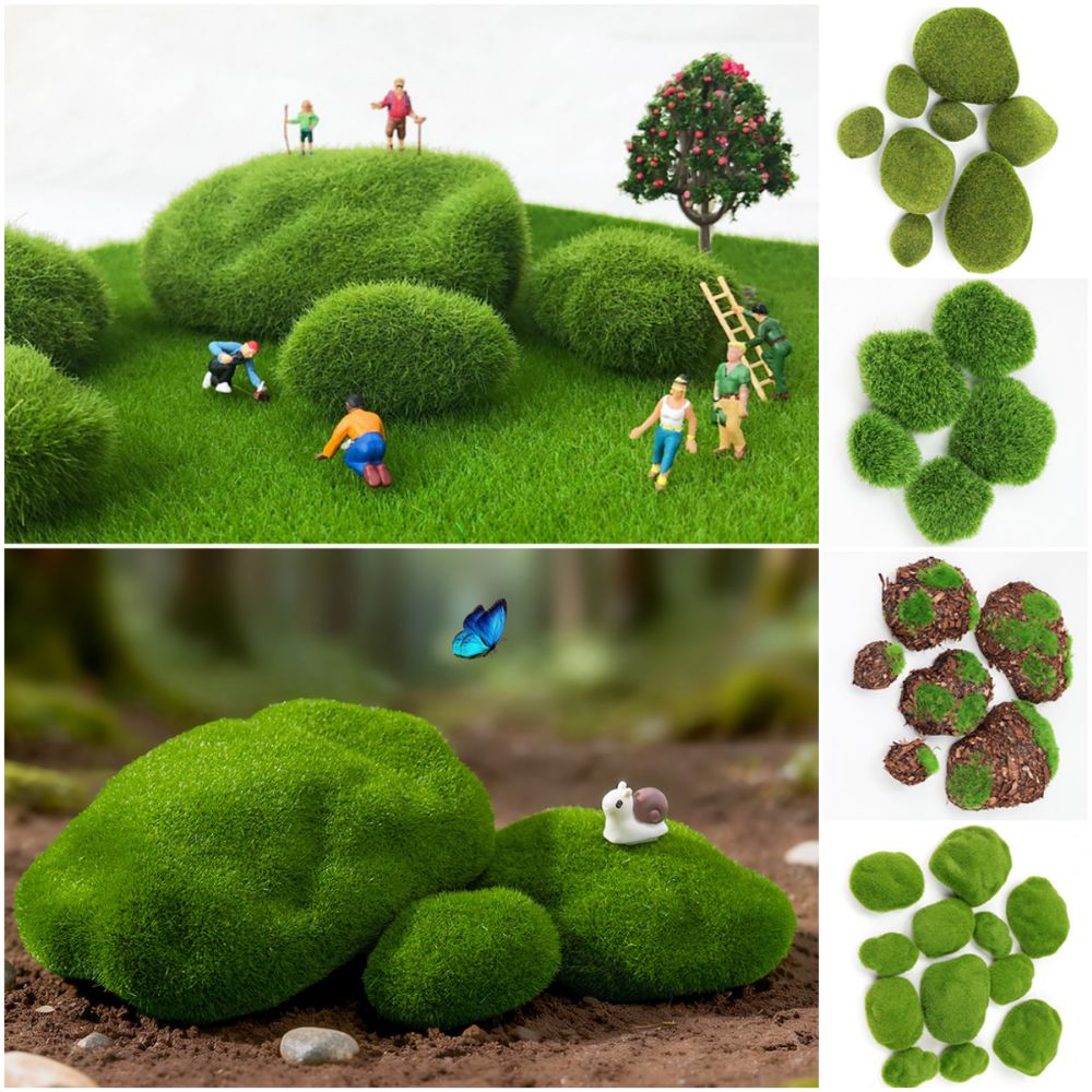Planted Aquarium Models - หินมอสประดิษฐ์สีเขียว 2/4/6/10 ชิ้น โฟมตกแต่งบอนไซ หินมอสจำลอง สำหรับตกแต่งตู้ปลา