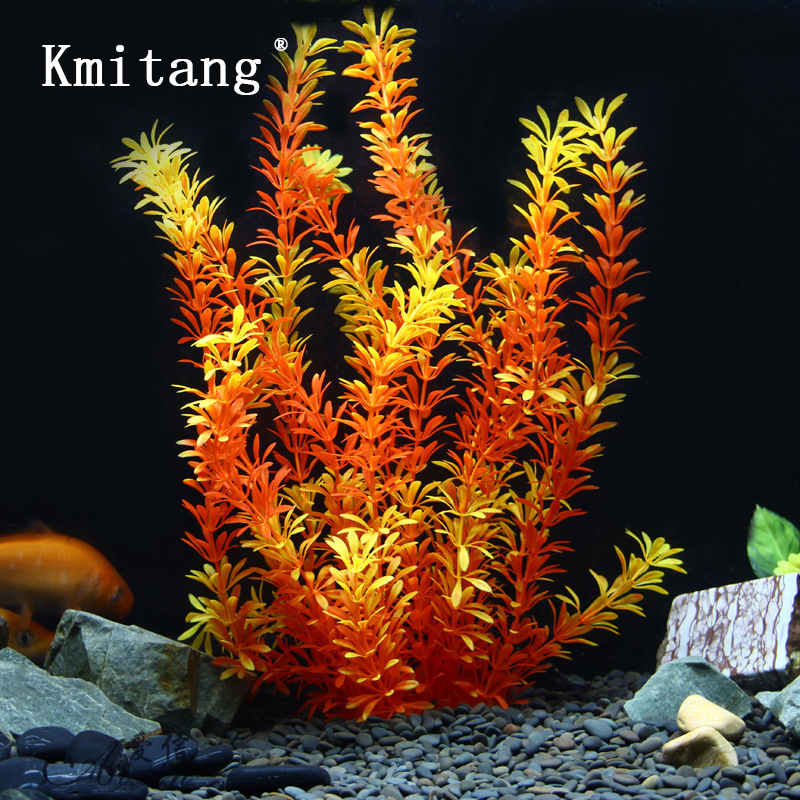 Aquarium Planted Tree - ต้นไม้เขตร้อนขนาด 100 ซม. หญ้าใต้น้ำเทียมขนาดใหญ่ ต้นไม้ปลอมพลาสติกนุ่มสำหรับตกแต่งตู้ปลาและตู้เลี้ยงปลา