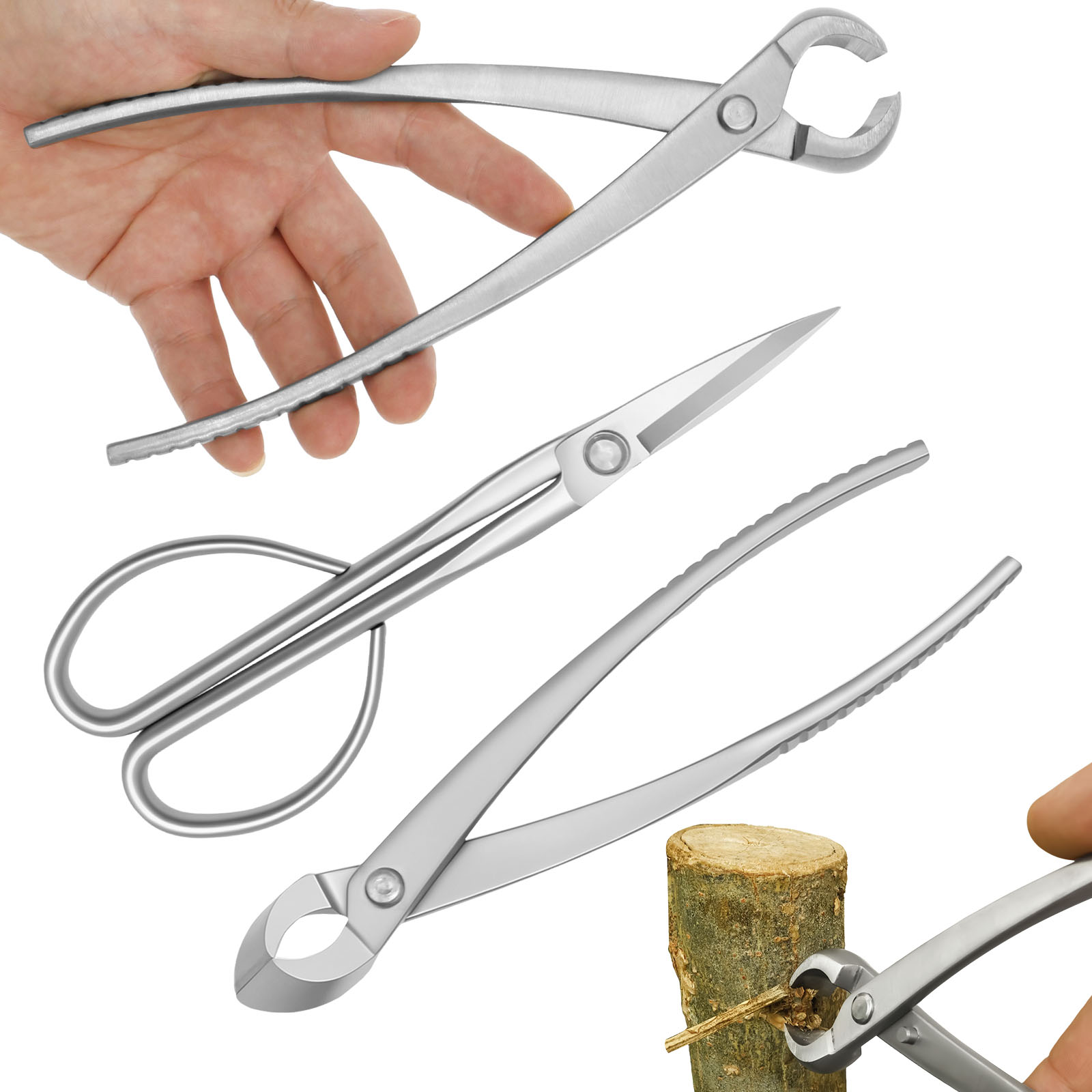 Trimming Scissor Set - ชุดเครื่องมือบอนไซ 3 ชิ้น พร้อมที่ตัดแบบลูกบิด ที่ตัดแบบเว้า กรรไกรตัดใบไม้