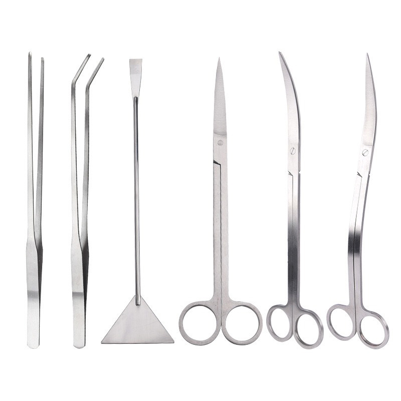 Aquarium Plant Utensils - กรรไกรตัดแต่งต้นไม้ในตู้ปลา แหนบ ที่หนีบต้นไม้ในตู้ปลา กรรไกรตัดแต่งใบไม้ในน้ำ สแตนเลส อุปกรณ์ทำความสะอาด