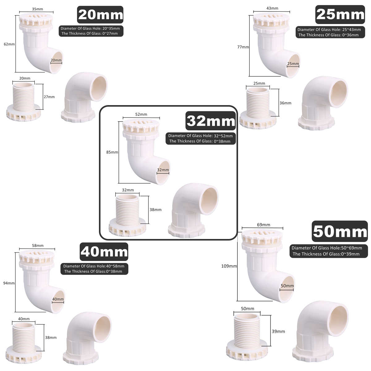 1 PC 20/25/32/40/50mm PVC ข้อต - Aquarium Planet บทวิจารณ์และราคา